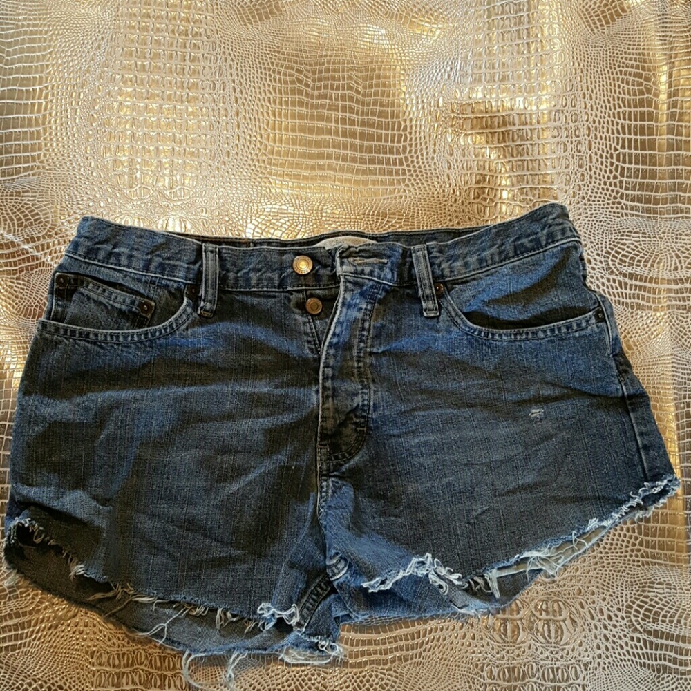 Express vintage cut offs jean shorts 32 W button